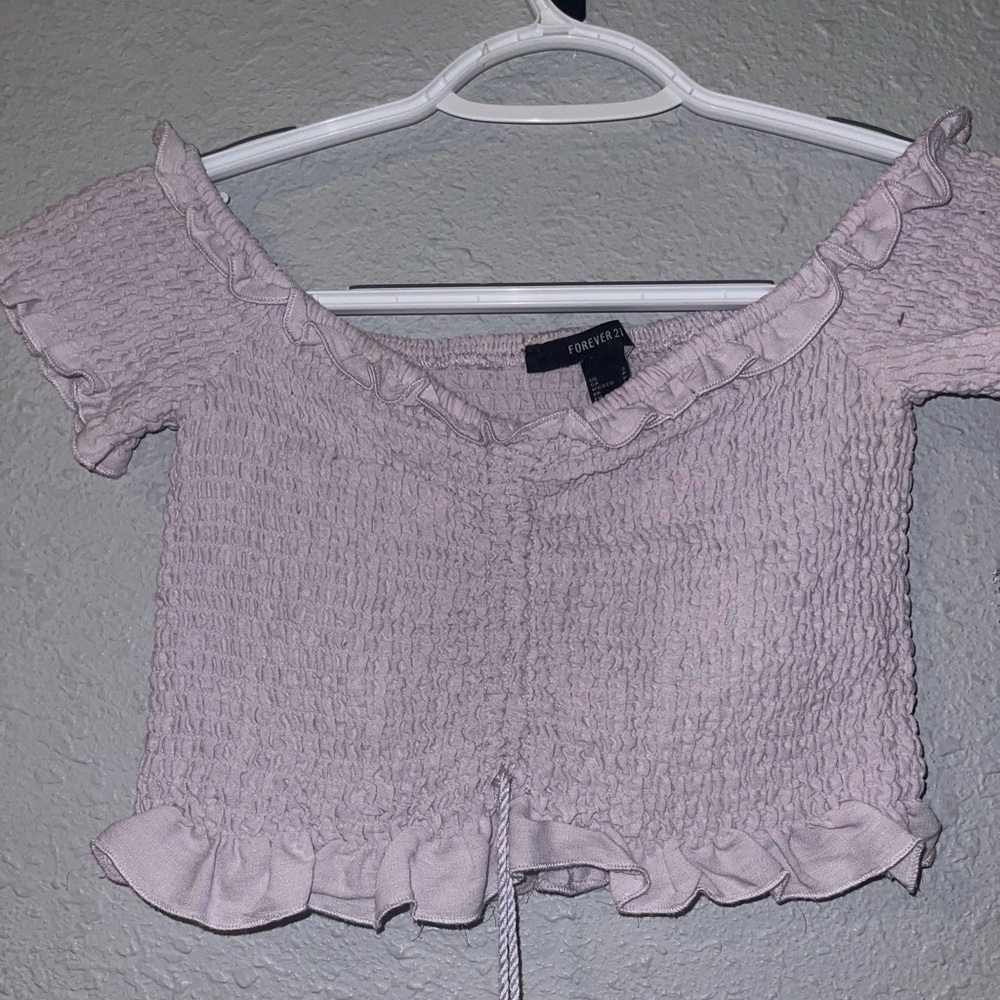 Lavender off the shoulder crop top